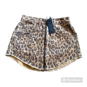 NWT CARMAR leopard denim skirt
